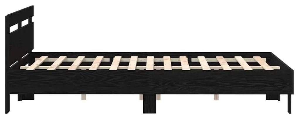 Estrutura de Cama Preta Carvalho Preto Madeira 140 x 190 cm