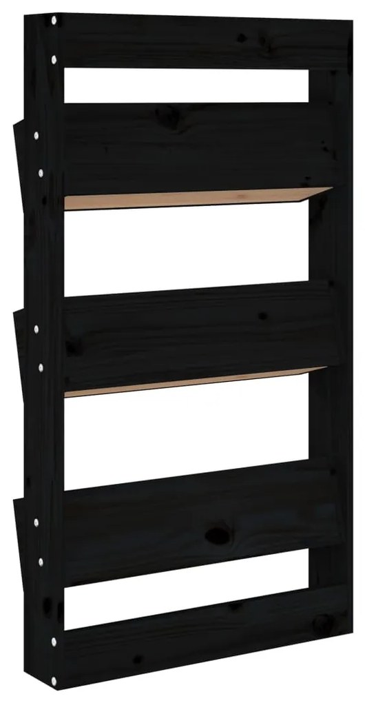 Floreira parede c/ 3 caixas 60x18,5x110cm pinho maciço preto
