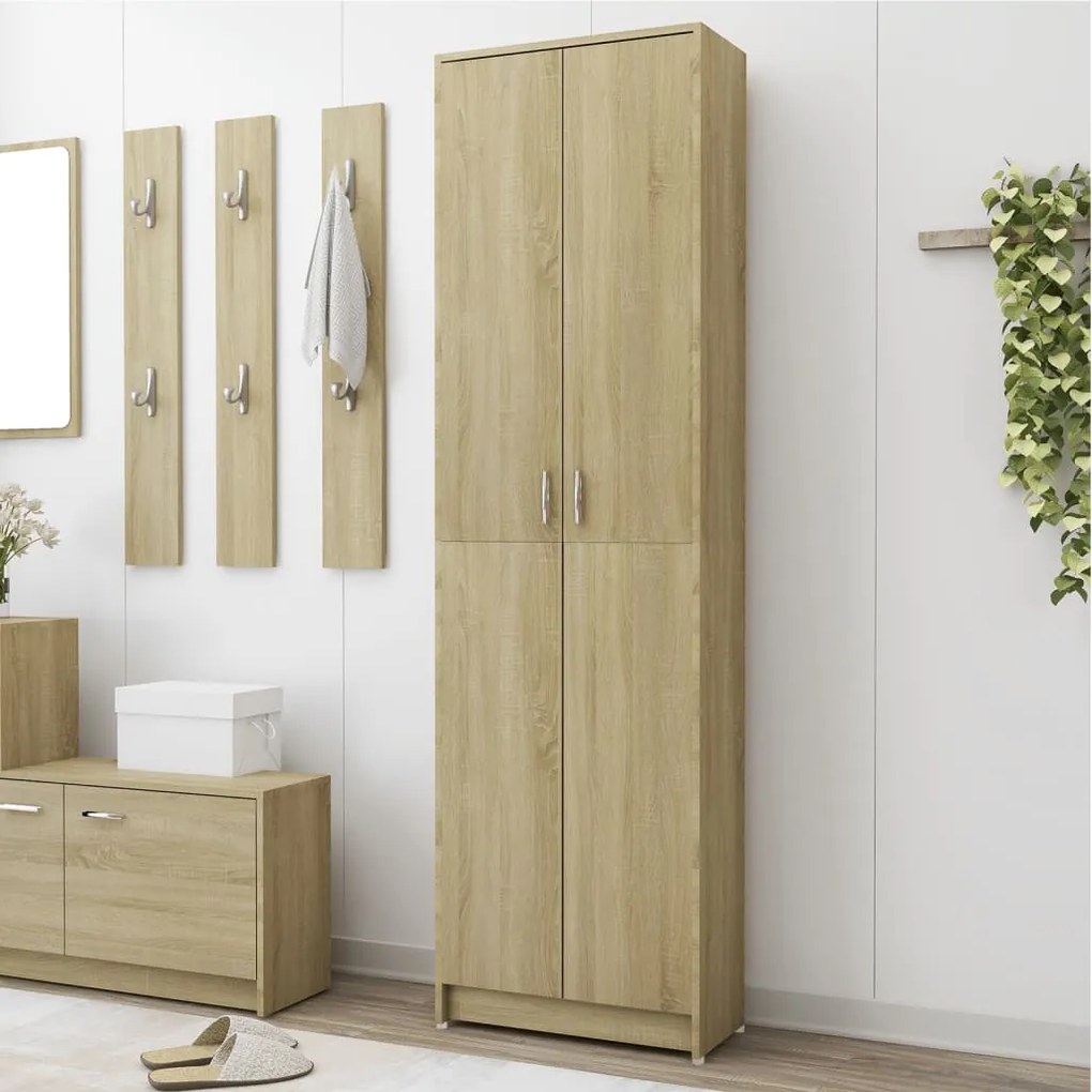 802852 vidaXL Roupeiro de corredor 55x25x189 cm contraplacado carvalho sonoma