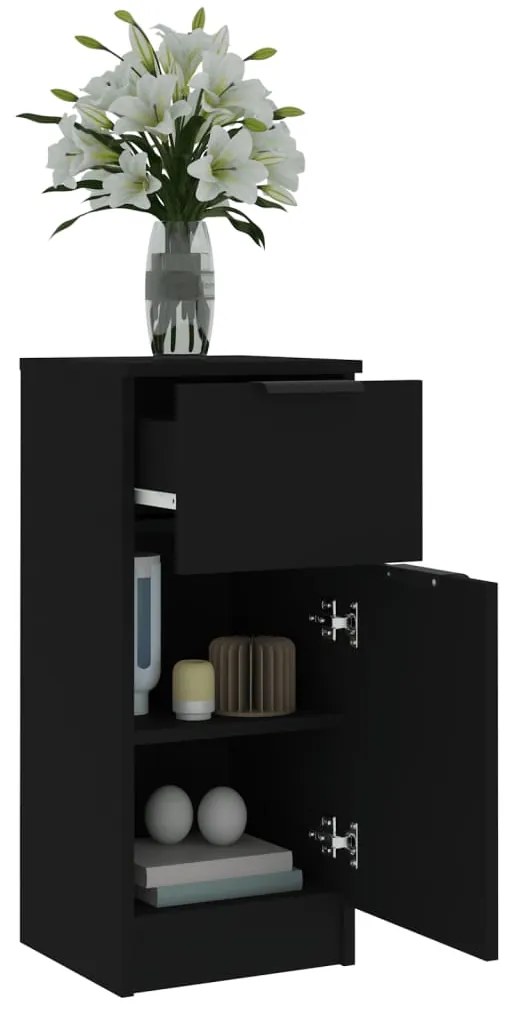 Aparadores 2 pcs 30x30x70 cm derivados de madeira preto