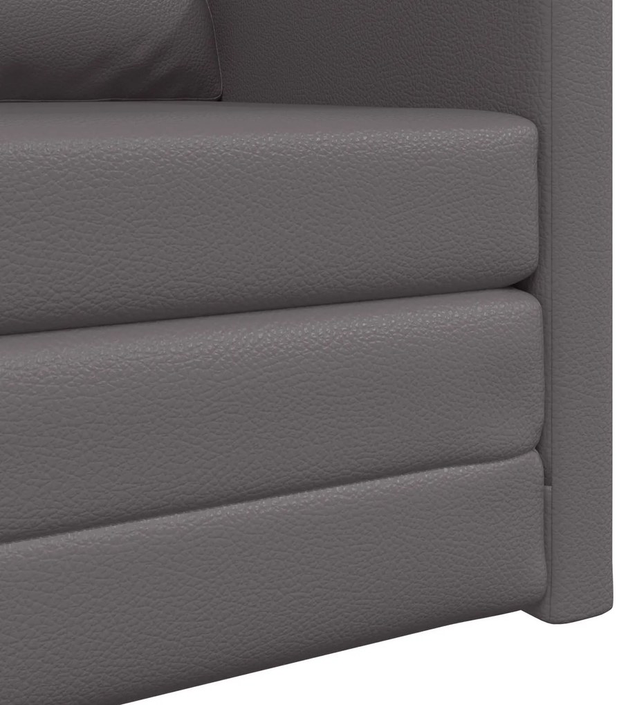 Sofá-Cama 2-em-1 Cinza 74x77x81 cm Pele Sintética