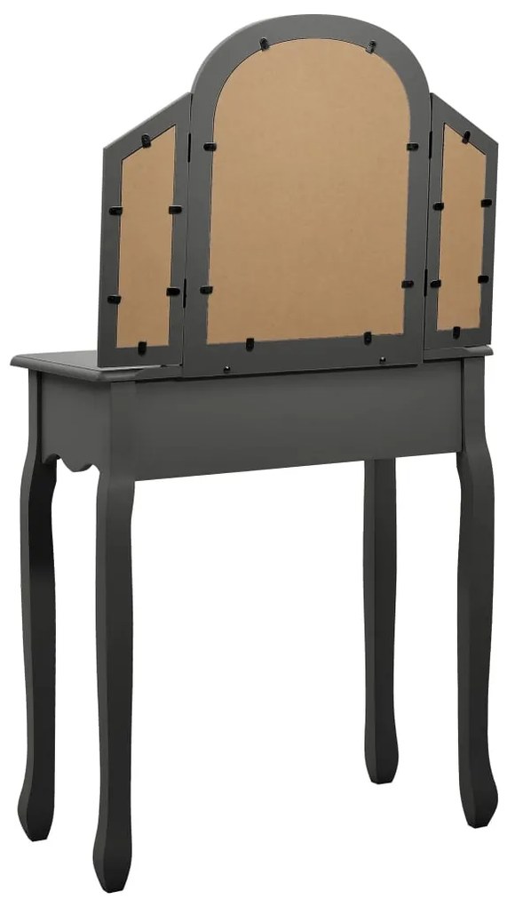 Toucador c/ banco 65x36x128 cm MDF e madeira paulownia cinzento