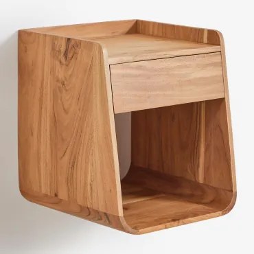 Pack De 2 Mesas De Cabeceira Flutuantes Quadradas 35x35 Cm Em Madeira De Acácia Berigem Castanho Acácia Rústico - Sklum