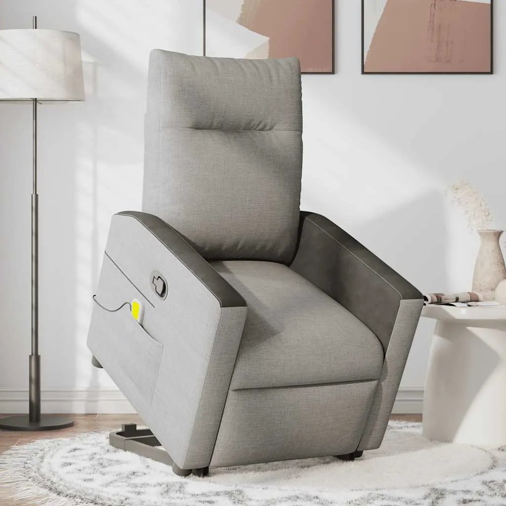 Poltrona elevatória de massagens tecido cinzento-nublado