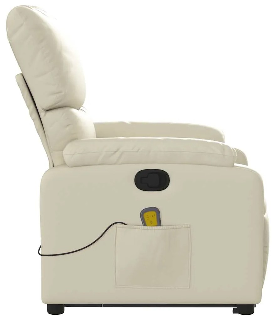 Poltrona reclinável de massagens couro artificial cor creme