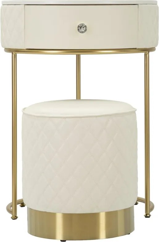 Toucador ALTA COM BANCO SHARON Ø 52X70 - Ø 36X39 CM BRANCO E DOURADO