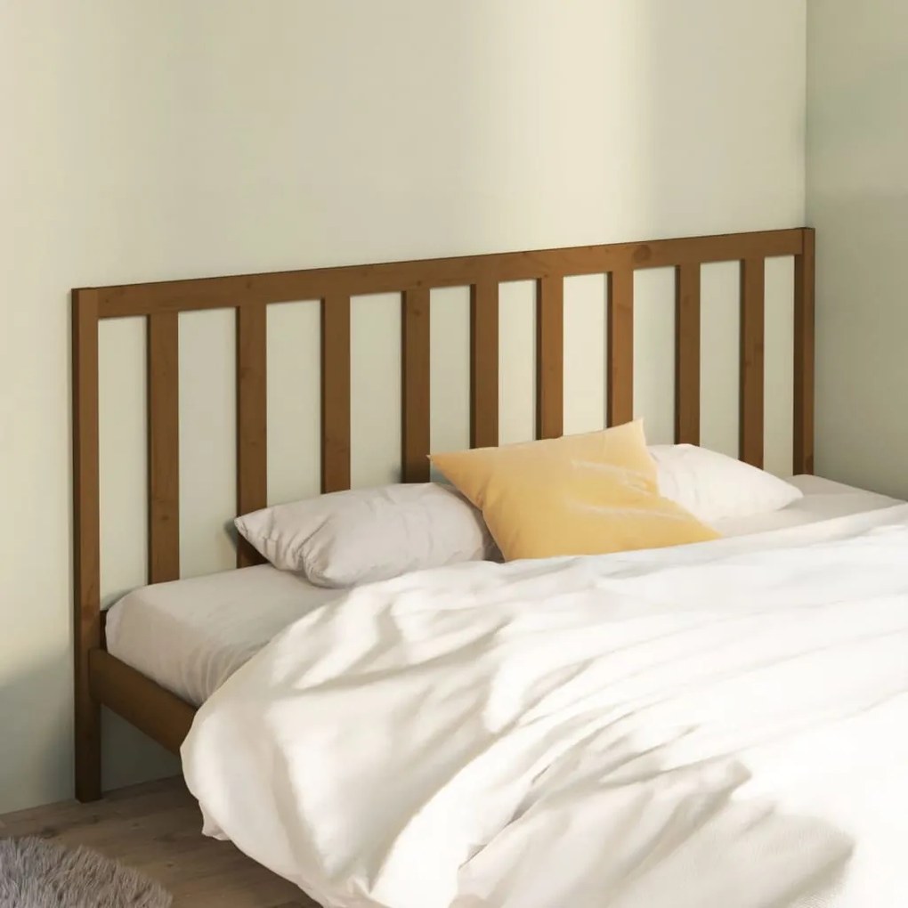 vidaXL Cabeceira de cama 186x4x100 cm pinho maciço castanho mel