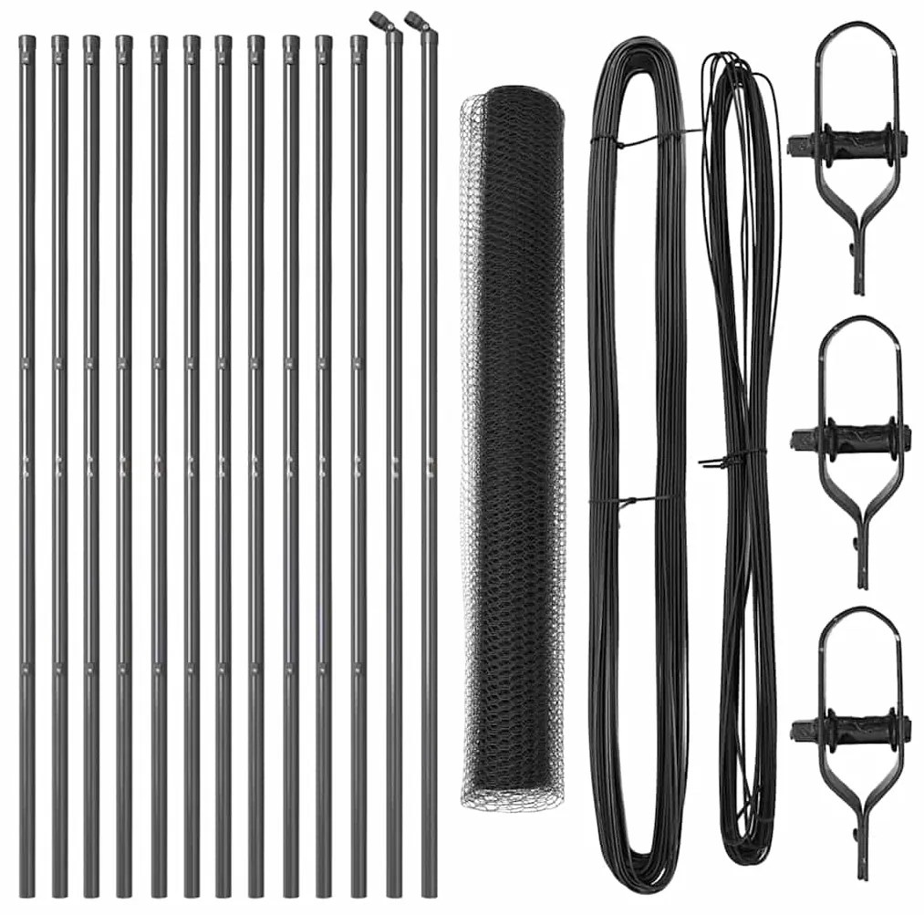 Conjunto de Cercas Conjunto de 2 Cinza Aço 25 x 1,2 m de malha