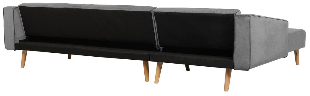 Sofá de canto em veludo cinzento versão direita VADSO Beliani