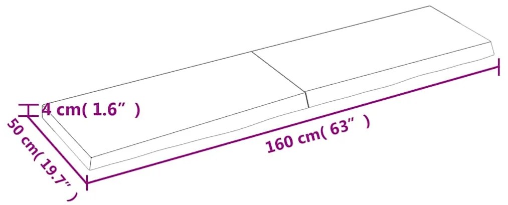 Prateleira de parede 160x50x(2-4) cm carvalho tratado castanho