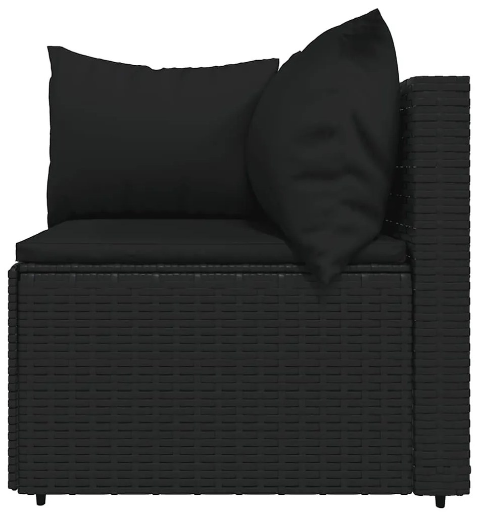 4 pcs conjunto lounge de jardim c/ almofadões vime PE preto
