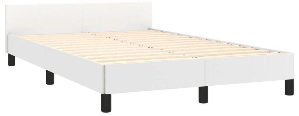 Estrutura de cama sem colchão 120x190cm couro do falso branco