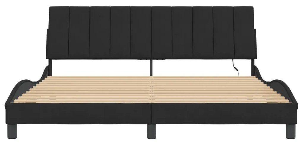 Estrutura de cama com luzes LED 180x200 cm veludo preto