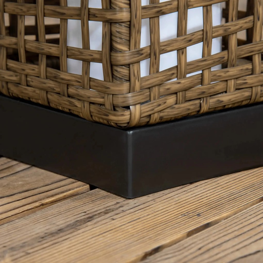 Candeeiro Solar de Jardim em Vime Sintético – 15,5x15,5x46 cm – Marrom