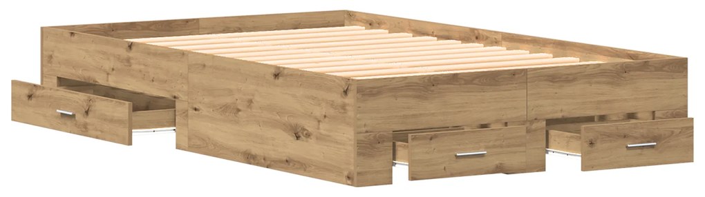 Cama com Gavetas vidaXL Carvalho Artisan 120x190 cm Madeira de engenha