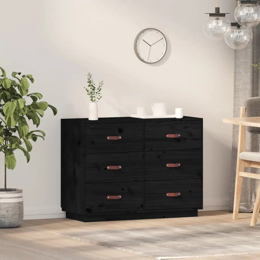 vidaXL Aparador 100x40x75 cm madeira de pinho maciça preto