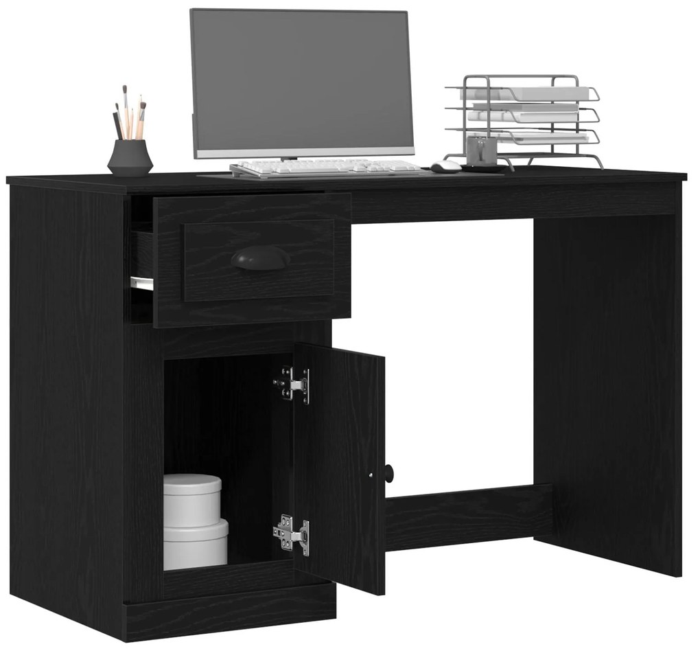 Escrivaninha com Armazenamento Carvalho Negro 50x115x75 cm Madeira eng