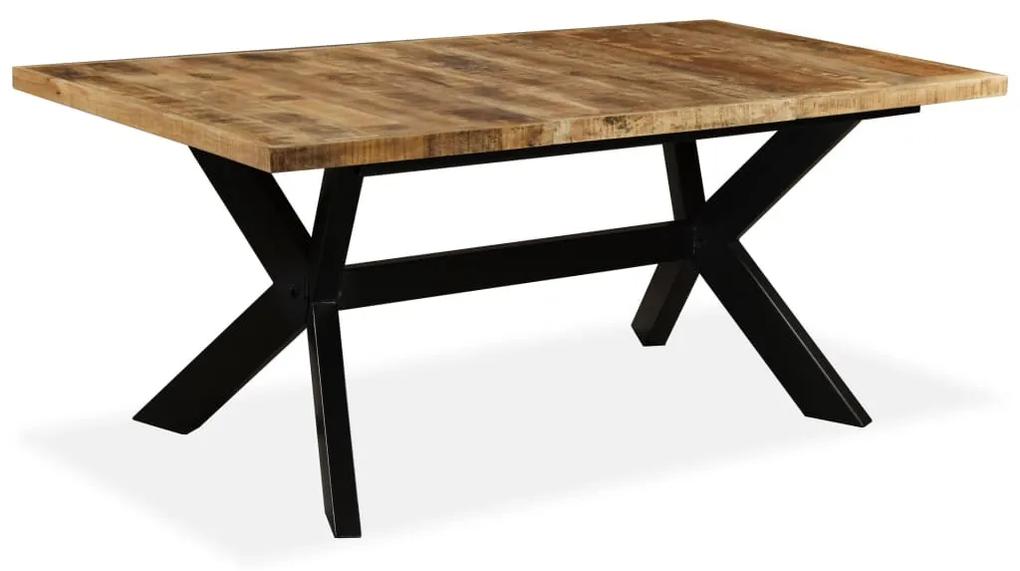 Mesa de jantar madeira de mangueira maciça + aço em cruz 180 cm