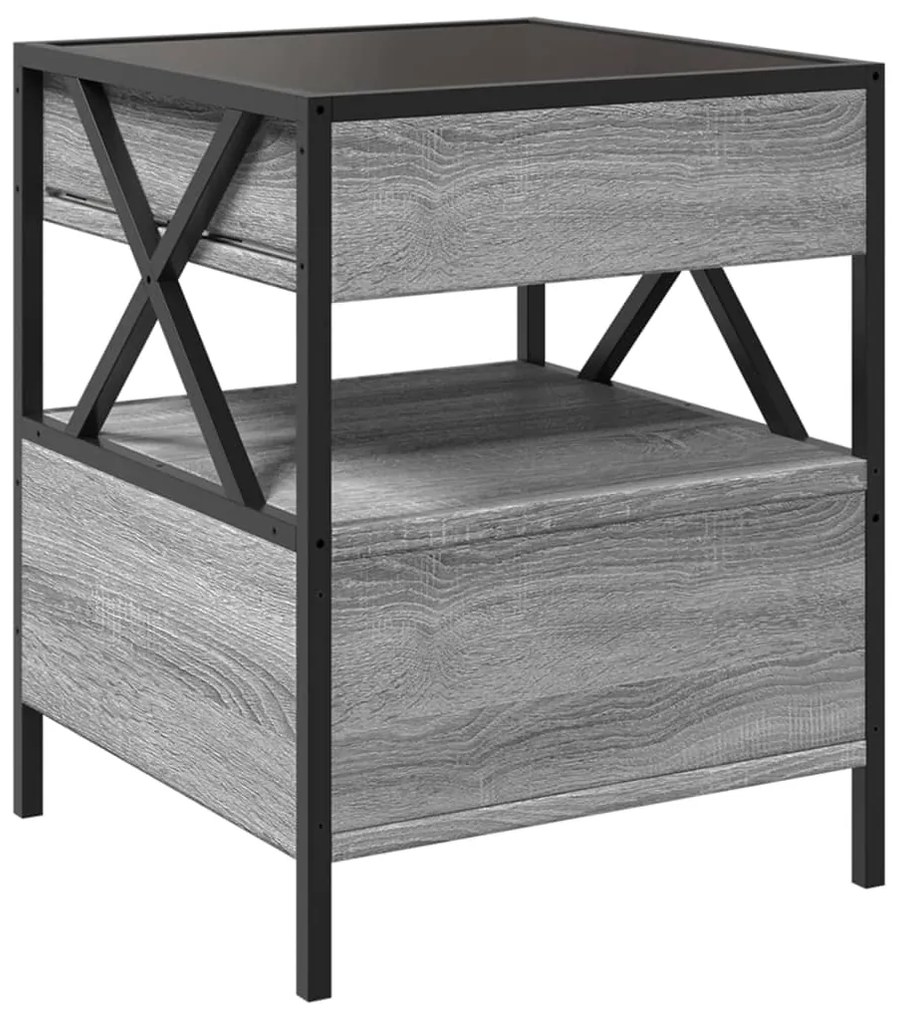 Mesa de centro luzes LED Infinity 40x40x51 cm cinzento sonoma