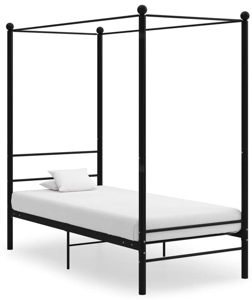 325051 vidaXL Estrutura de cama com dossel metal preto 90x200 cm
