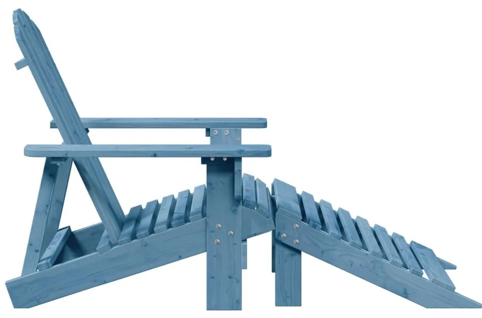Cadeira adirondack com otomana madeira de abeto maciça azul