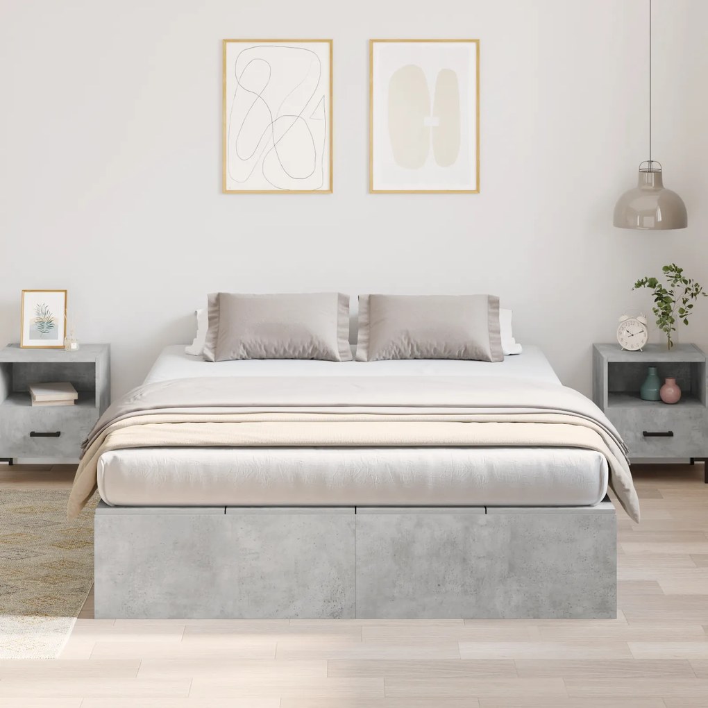 Estrutura da Cama de Armazenamento vidaXL Cinza Concreto 140x190 cm