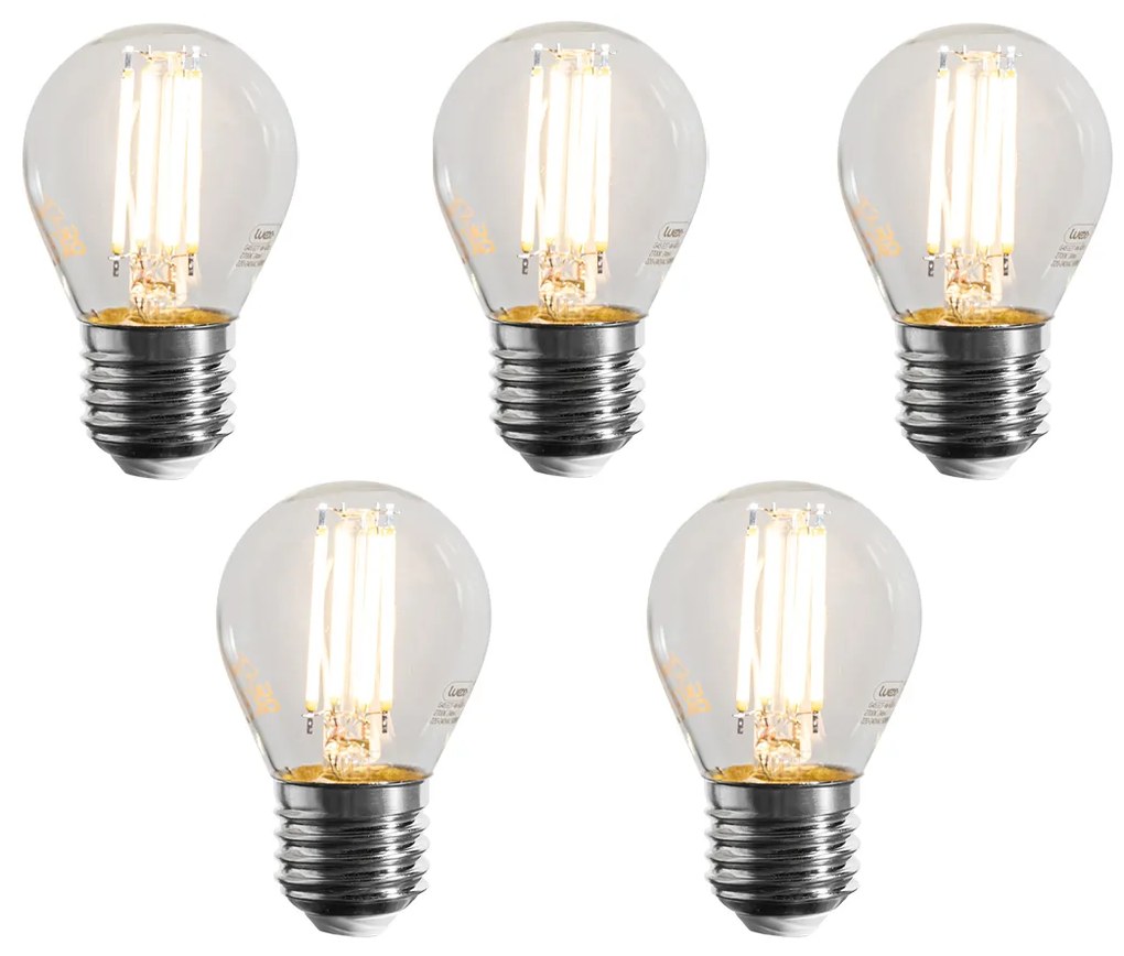 Conjunto de 5 Lâmpadas LED de Filamento E27 Reguláveis G45 Transparentes 4W 470 lm 2700K