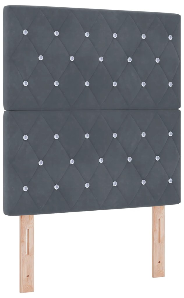 Cabeceira vidaXL Com Botão de Cristal Tuftado Cinza Escuro 80 cm Velud