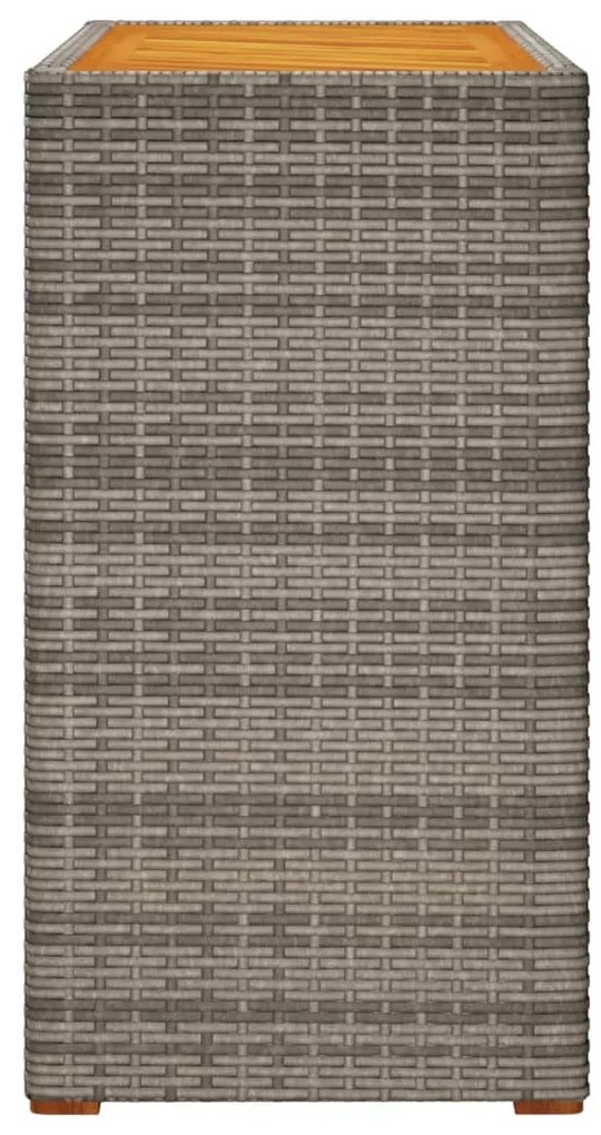 Mesa apoio jardim c/ tampo madeira 100x40x75cm vime PE cinzento