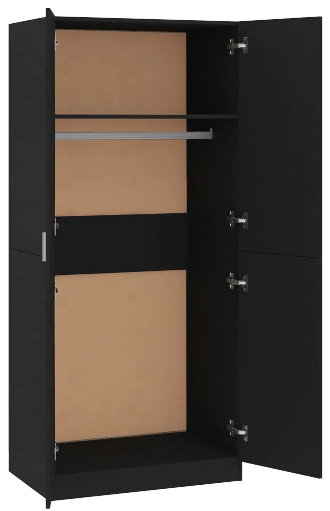 Roupeiro 80x52x180 cm derivados de madeira preto