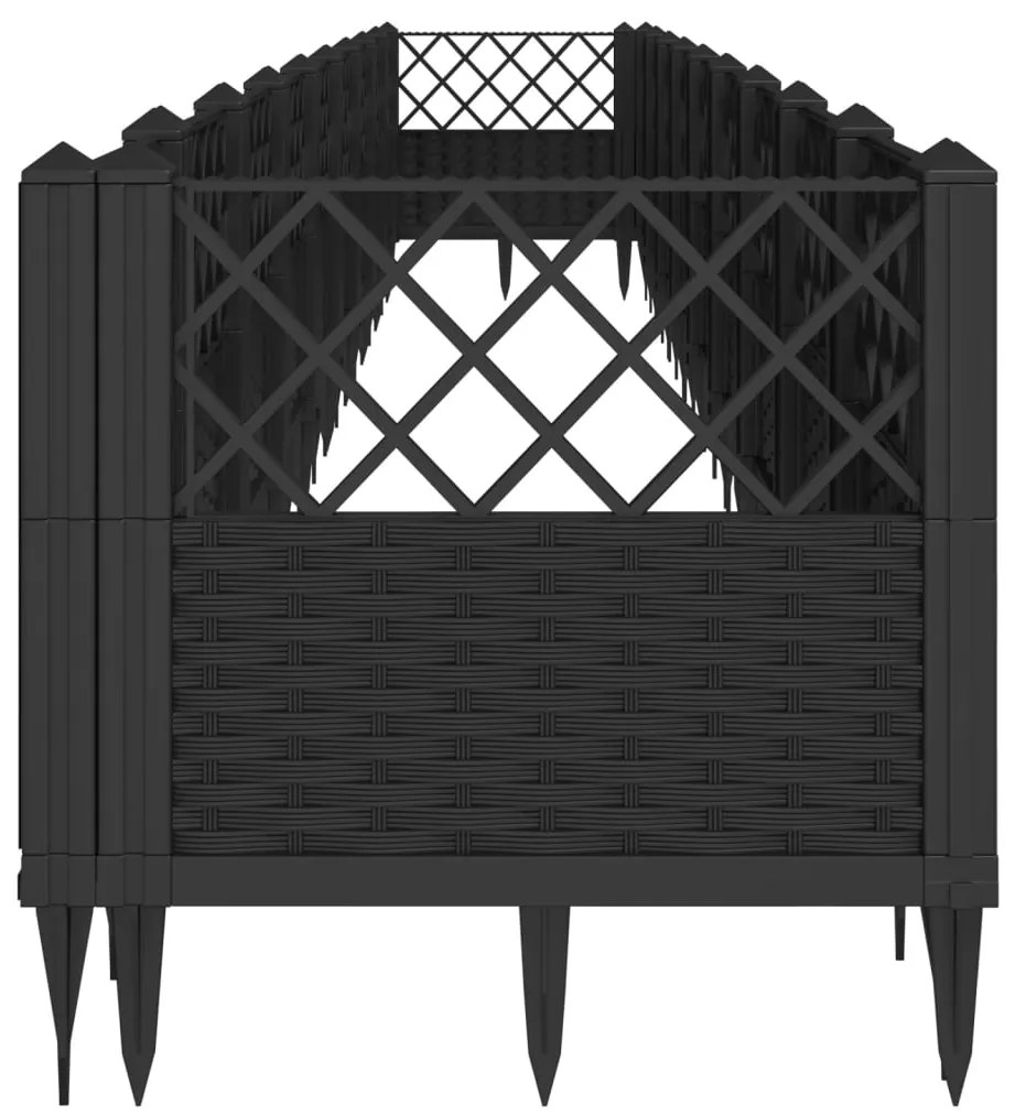 Vaso/floreira de jardim c/ estacas 363,5x43,5x43,5 cm PP preto