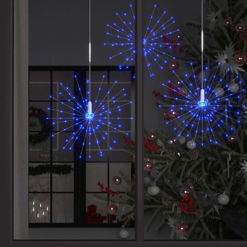 vidaXL Iluminação fogo de artifício exterior 2 pcs 280 LED 20 cm azul