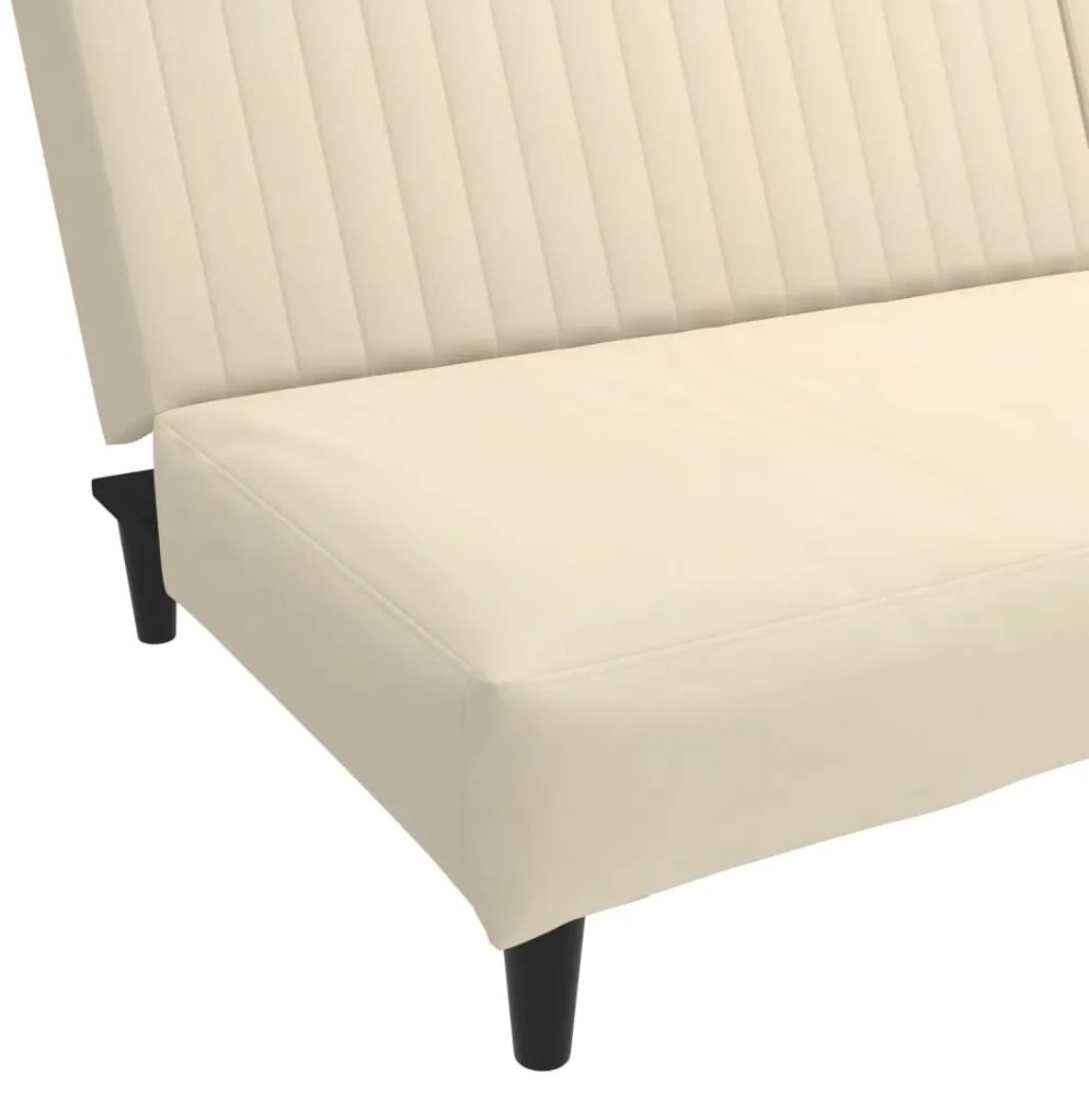 Sofá-cama de 2 lugares veludo cor creme