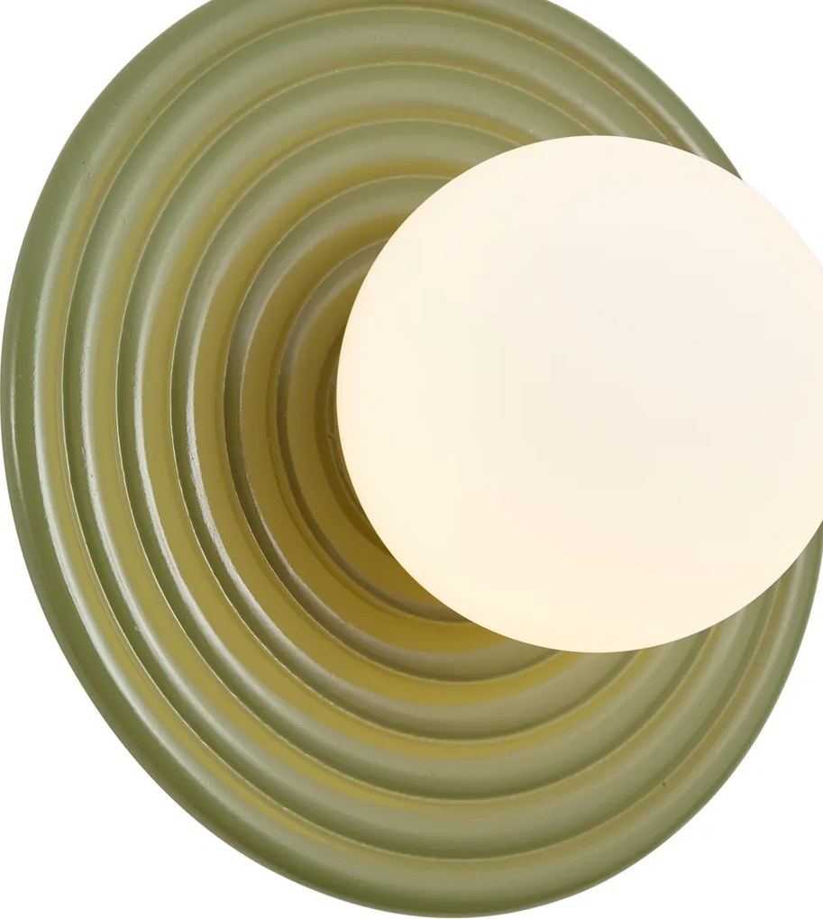 Candeeiro de Parede Retro Verde com Opala Redonda 20cm IP44 - Lila