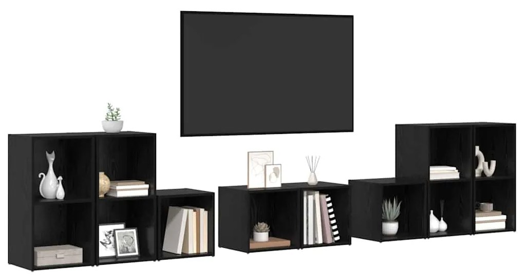 Conjunto de Estantes para TV 8 pcs Carvalho Preto