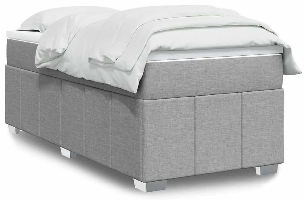 Cama com molas/colchão 100x200 cm tecido cinzento-claro