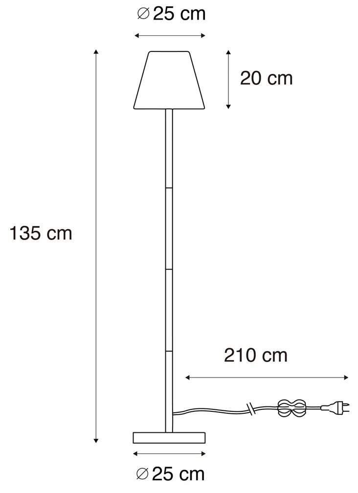 LED Candeeiro de pé de exterior moderno inteligente com abajur preto e branco incl. Wifi A60 - Virginia Design