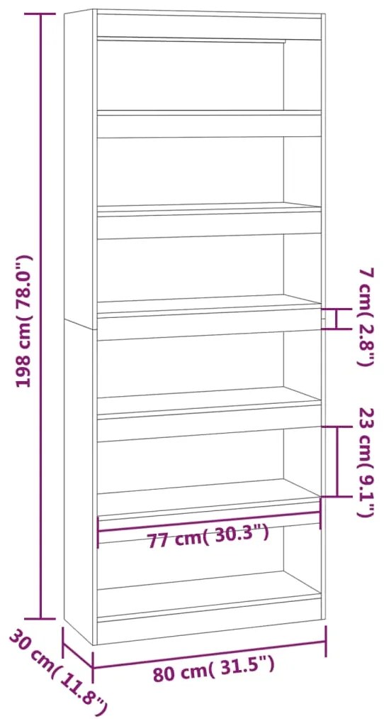 Estante/divisória 80x30x198 cm derivados de madeira branco