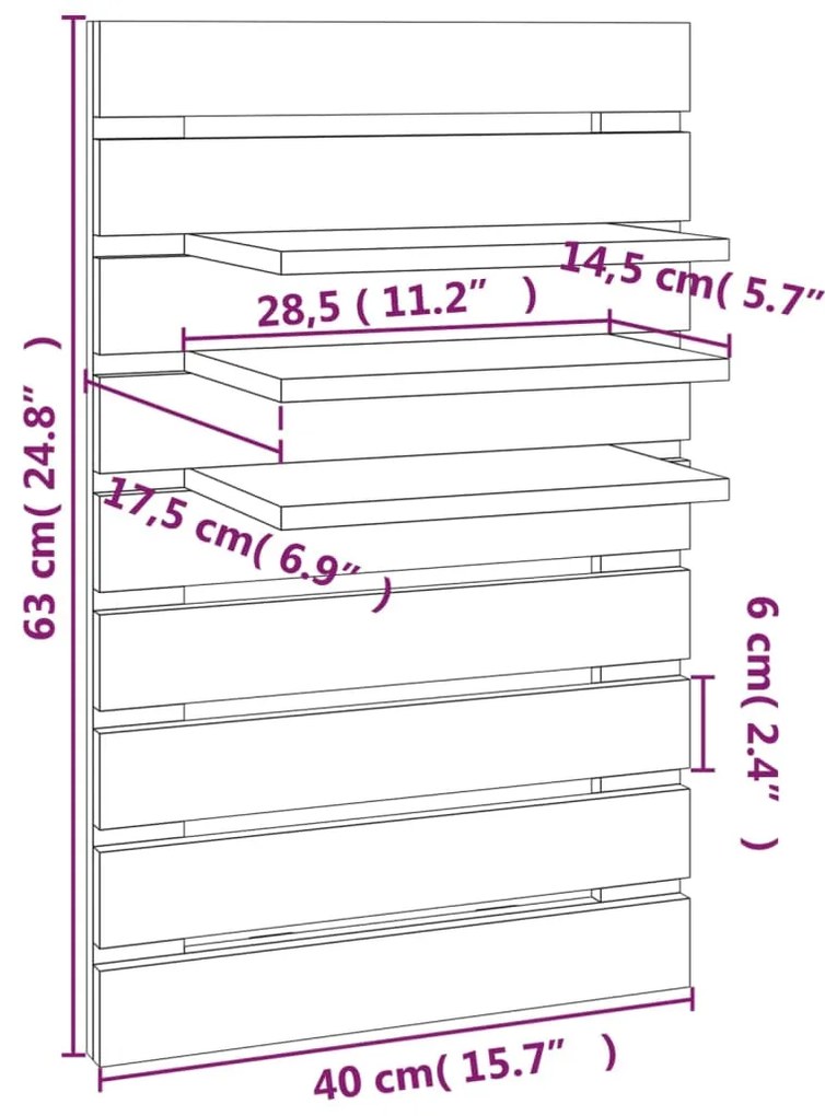 Prateleiras de montagem na parede 2 pcs pinho maciço preto