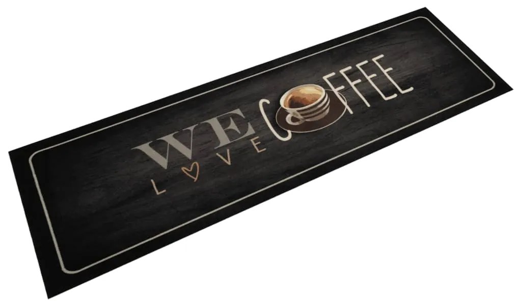 vidaXL Tapete de cozinha lavável 45x150 cm veludo texto café