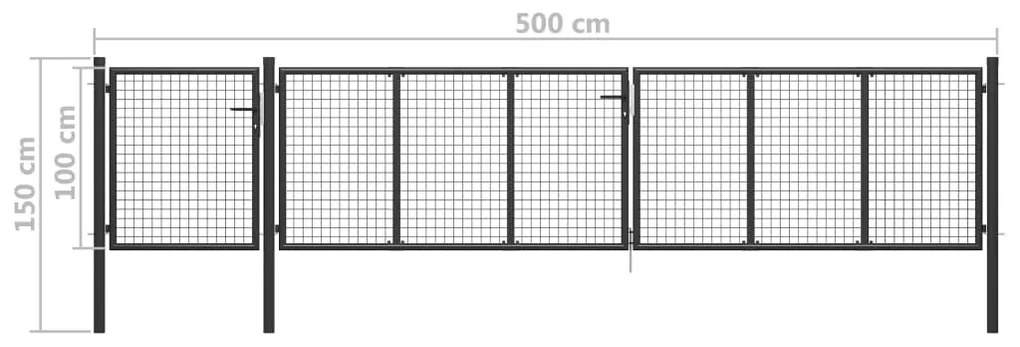 Portão de jardim 500x100 cm aço antracite