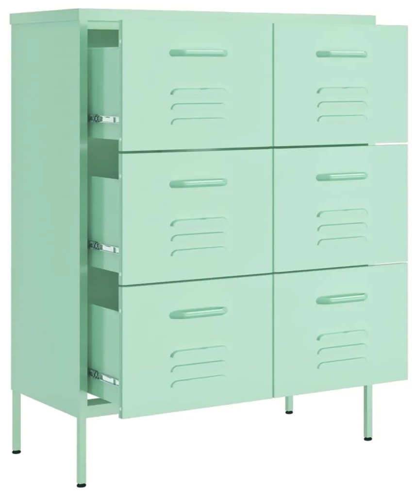 Armário com gavetas aço 80x35x101,5 cm verde-hortelã