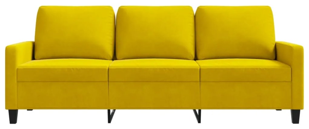 Sofá de 3 lugares 180 cm veludo amarelo