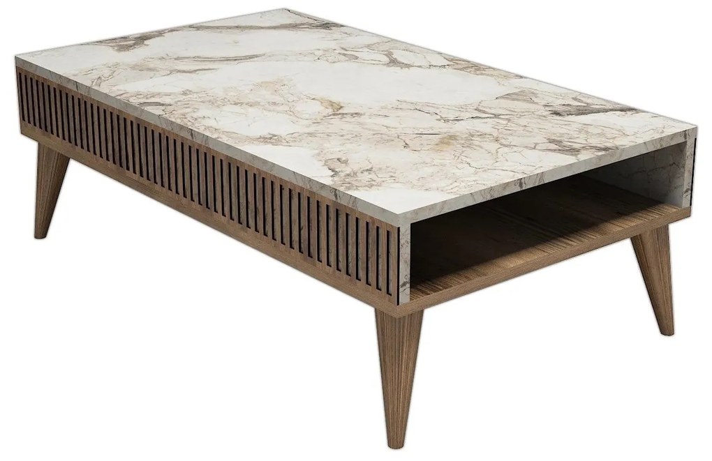 Mesa de Centro Milan – Nogueira e Branco – 105 x 34,6 x 60 cm