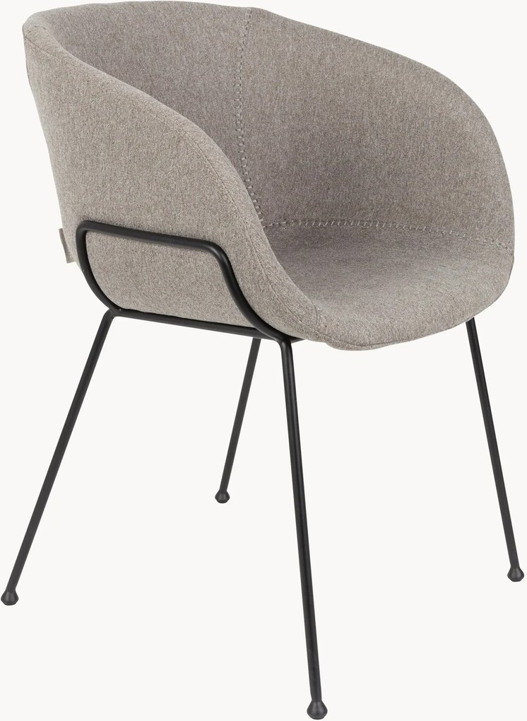 Cadeiras de jantar estofadas com braços Feston, conjunto de 2