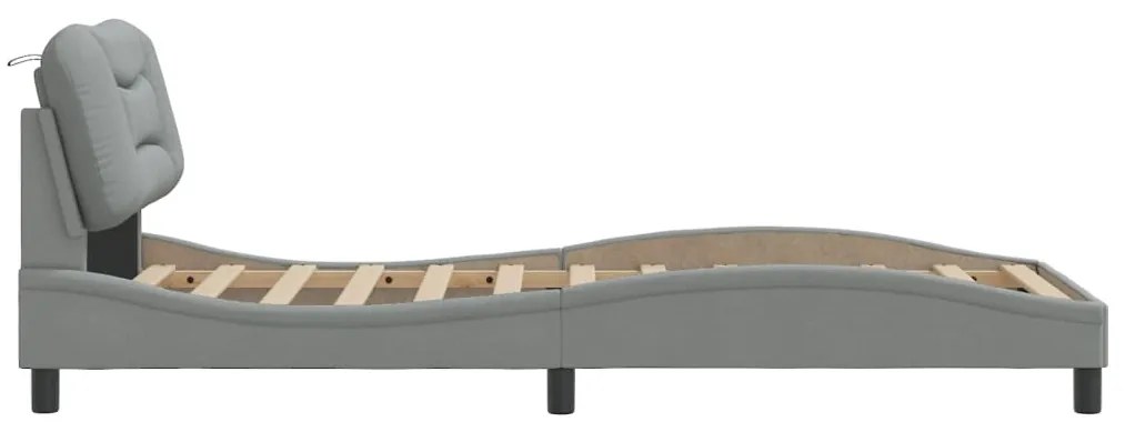 Estrutura de cama sem colchão 80x200 cm tecido cinzento-claro