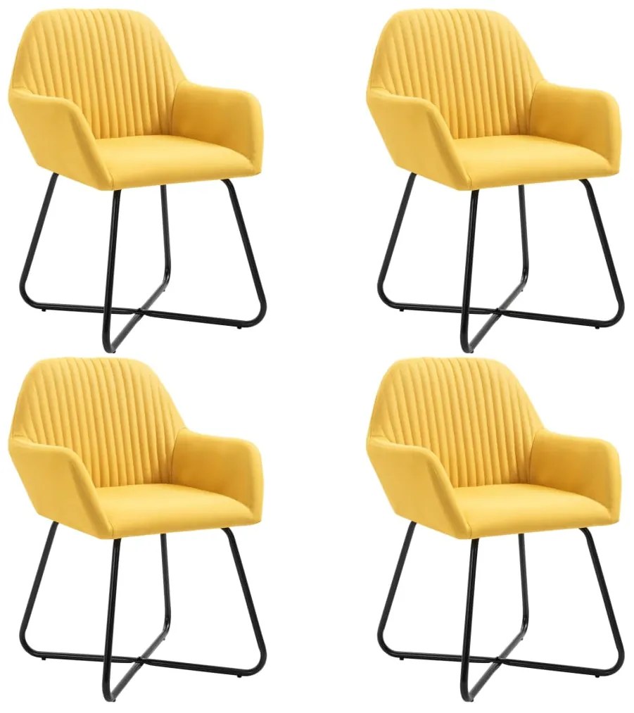 Cadeiras de jantar 4 pcs tecido amarelo