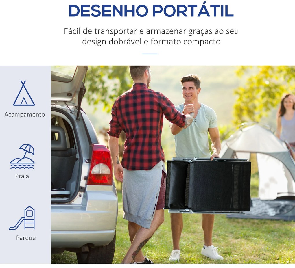 Outsunny Espreguiçadeira Dobrável de Jardim com Encosto Ajustável em 7