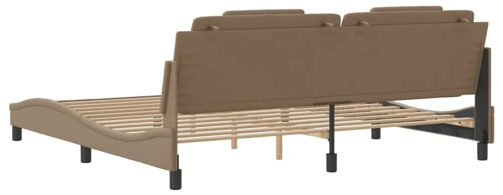 Estrutura cama c/ luzes LED 200x200 cm couro artif. cappuccino