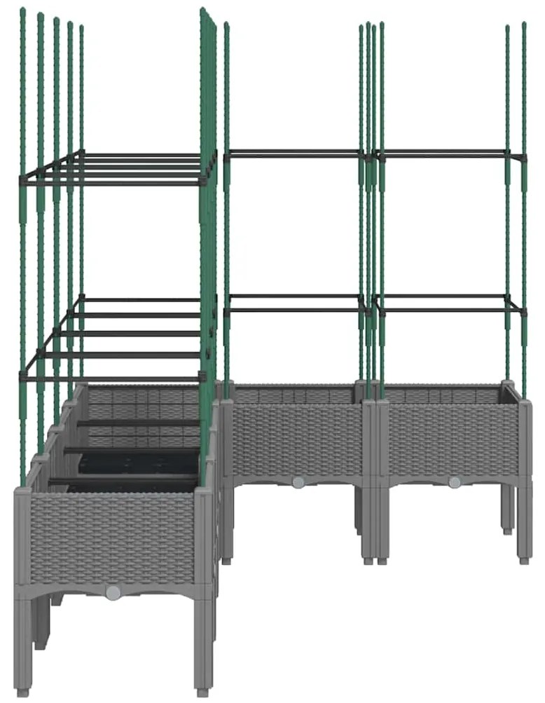 Vaso/floreira jardim c/ treliça 160x120x142,5 cm PP cinza-claro